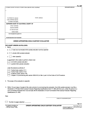 Order Appointing Child Custody Evaluator