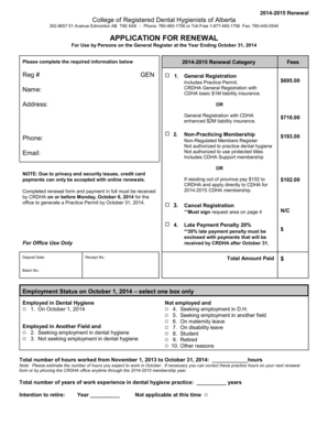 Alberta Dental Hygienist Renewal Application