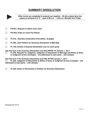California Summary Dissolution Forms