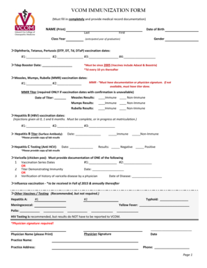 VCOM Immunization Form