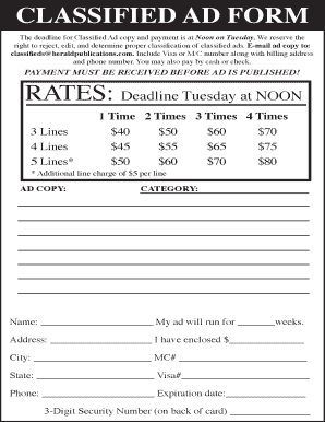 Classified Ad Form