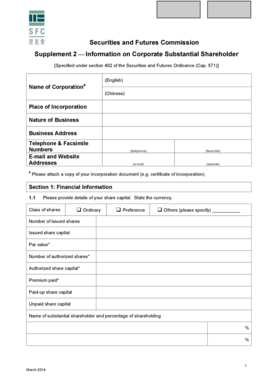 Corporate Substantial Shareholder Information Form