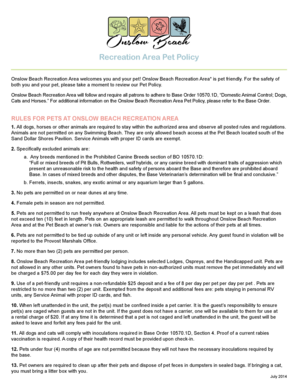 Onslow Beach Recreation Area Pet Policy