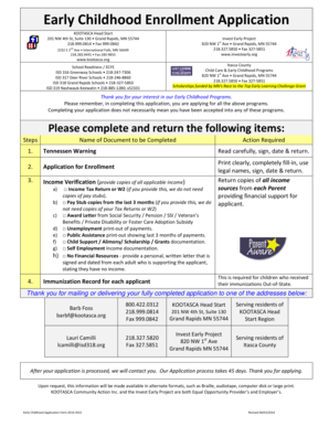 Early Childhood Enrollment Application