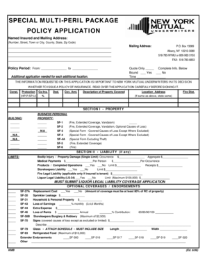 New York Mutual Underwriters Insurance Policy Application