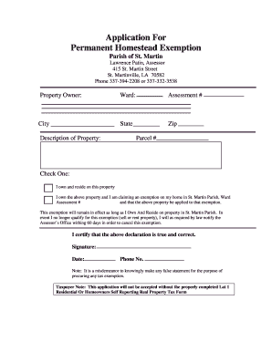Permanent Homestead Exemption Application