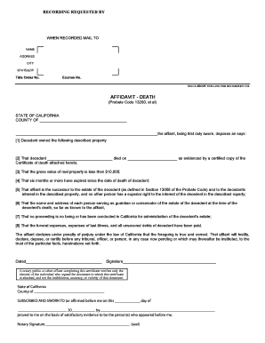 California Affidavit Death