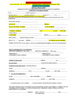 Tennessee Rental Application
