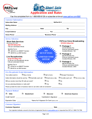 PATLive Short Sale Services Application