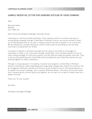 Sample Incentive Letter for Vendors