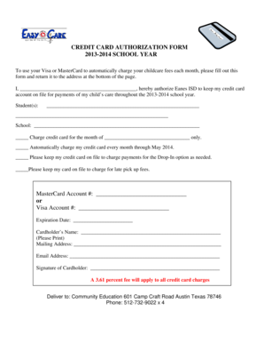 Credit Card Authorization Form
