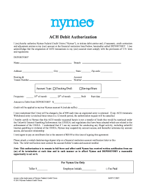 ACH Debit Authorization Form