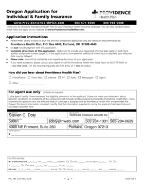 Oregon Individual & Family Health Insurance Application