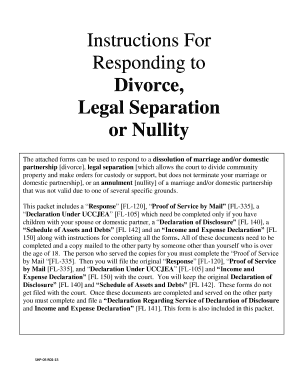 California Divorce Response Forms