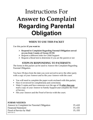 Answer to Complaint Regarding Parental Obligation