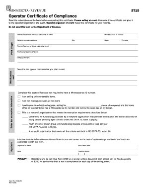 Minnesota Operator Certificate of Compliance