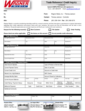 Trade Reference Credit Inquiry Form