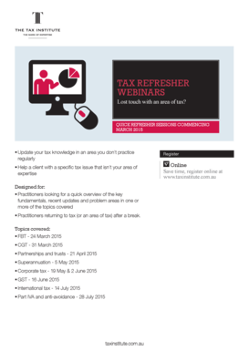 Tax Refresher Webinar Registration Form