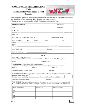 World Masters Athletics Record Application