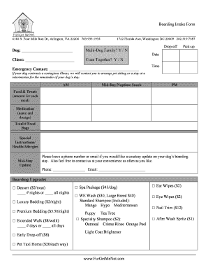 Dog Boarding Intake Form