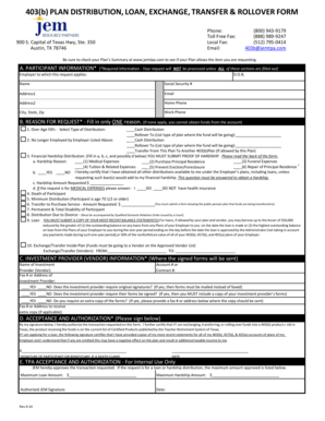 403(b) Plan Distribution and Loan Form