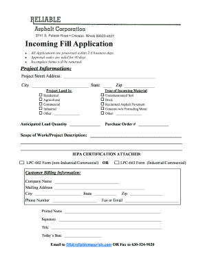 Incoming Fill Application Form