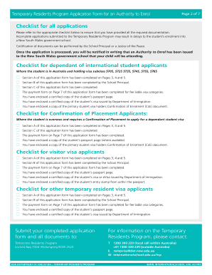 Temporary Residents Program Application Form for an Authority to Enrol