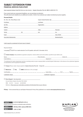 Subject Extension Form