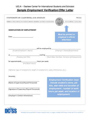 UCLA Employment Verification Letter