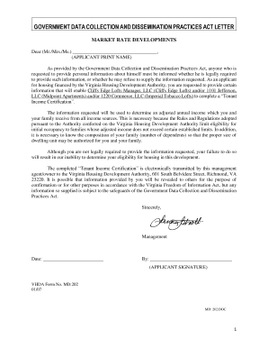 Virginia Tenant Income Certification Letter