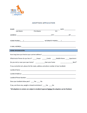 Pet Adoption Application Form