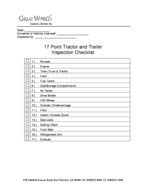 17 Point Tractor and Trailer Inspection Checklist