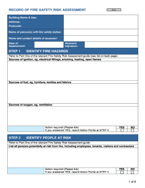 Fire Safety Risk Assessment Form