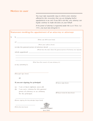 Queensland Revocation of General Power of Attorney