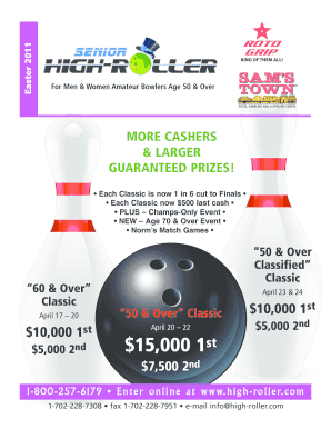 Senior Bowling Tournament Entry Form