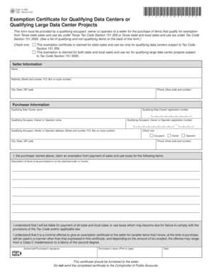 Texas Data Center Exemption Certificate