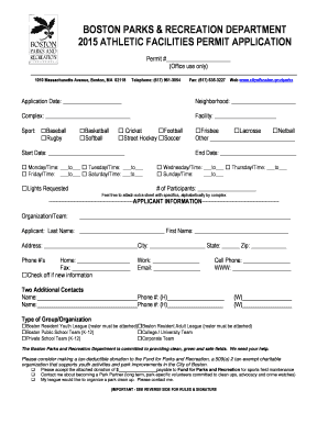 Boston Athletic Facilities Permit Application