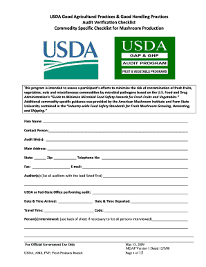 USDA Good Agricultural Practices Audit Verification Checklist