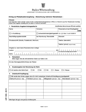 Antrag auf Reisekostenvergütung