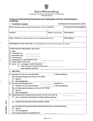 Antrag auf Weiterzahlung/Festsetzung des Kindergeldes und/oder kinderbezogener Leistungen