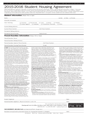 University of the Pacific Student Housing Agreement