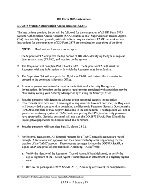 DD Form 2875 System Authorization Access Request