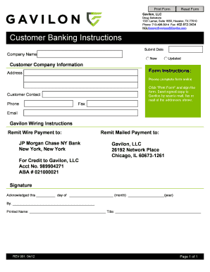 Gavilon Customer Banking Instructions