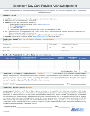 Dependent Day Care Provider Acknowledgement Form