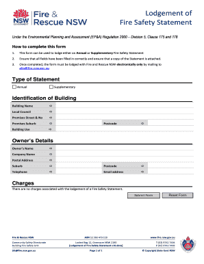 Fire Safety Statement Lodgement Form