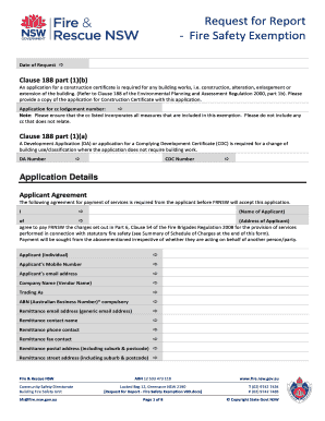 Request for Report - Fire Safety Exemption