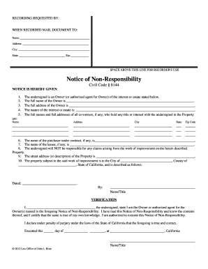 Notice of Non-Responsibility Form - bozelaw