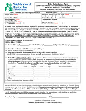Prior Authorization Form for ICS LABA Combination