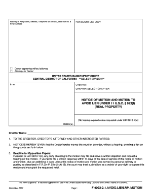 Motion to Avoid Lien Under 11 U.S.C. § 522(f)