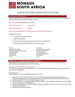 Monash South Africa Bursary Application Form